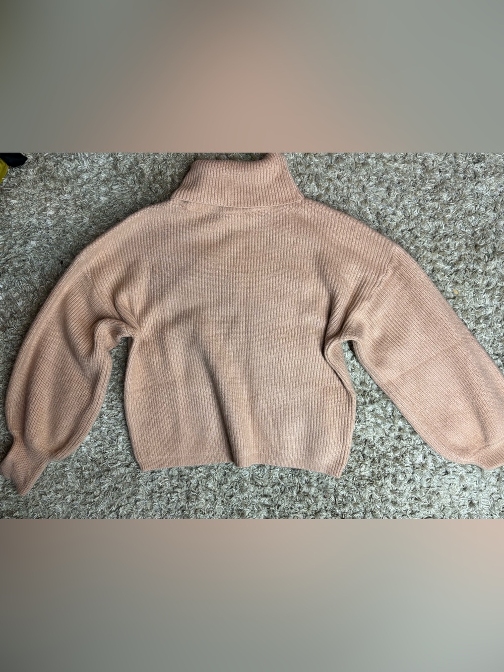 Lumiere Cropped Ribbed Turtleneck Sweater - Blush